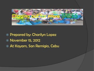 Digging out for more TREES


 Prepared by: Charilyn Lopez
 November 15, 2012
 At Kayam, San Remigio, Cebu
 