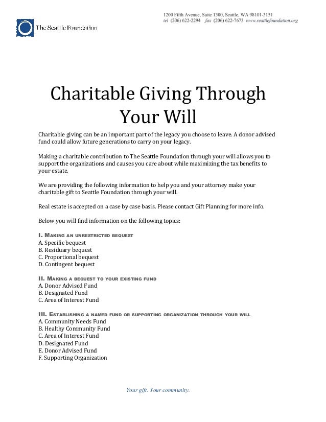 A Definitive Guide To Charitable Giving From Your Will