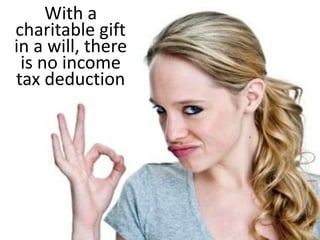 Donor CRT Charity
Initial
Transfer
Anything Left
at Death
Payments
During Life
Charitable
Remainder Trusts
2. Tax Benefits
Professor Russell James
Texas Tech University
 