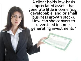 A CRT is itself a nonprofit entity and
pays no capital gains tax when it sells
appreciated property
 