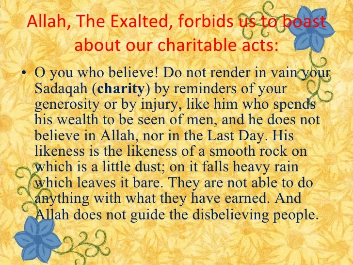 Charity as mentioned in the qur'an and the sunnah