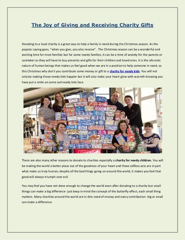 the joy of giving and receiving charity gifts