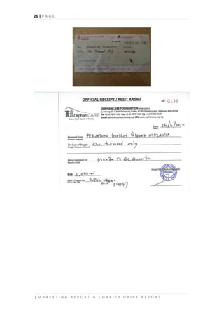 26 | P A G E
| M A R K E T I N G R E P O R T & C H A R I T Y D R I V E R E P O R T
 