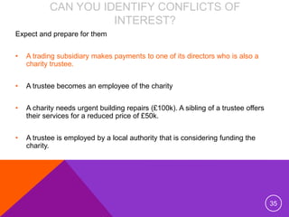 CAN YOU IDENTIFY CONFLICTS OF
INTEREST?
Expect and prepare for them
• A trading subsidiary makes payments to one of its di...