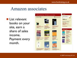 Amazon associates List relevant books on your site, earn a share of sales income. Payment every month. 