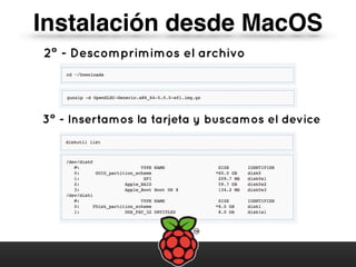 Instalación desde MacOS
2º - Descomprimimos el archivo
3º - Insertamos la tarjeta y buscamos el device
 