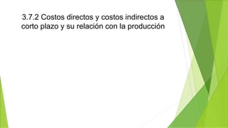 3.7.2 Costos directos y costos indirectos a
corto plazo y su relación con la producción
 