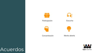 Acuerdos
Participación Escucha
Concentración Mente abierta
 