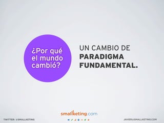 UN CAMBIO DE
PARADIGMA
FUNDAMENTAL.
JAVIER@SMALLKETING.COMTWITTER: @SMALLKETING
 