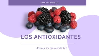 CHARLA DE BIENESTAR
LOS ANTIOXIDANTES
¿Por que son tan importantes?
 