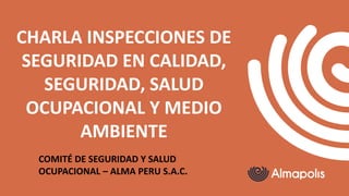 CHARLA INSPECCIONES DE
SEGURIDAD EN CALIDAD,
SEGURIDAD, SALUD
OCUPACIONAL Y MEDIO
AMBIENTE
COMITÉ DE SEGURIDAD Y SALUD
OCUPACIONAL – ALMA PERU S.A.C.
 