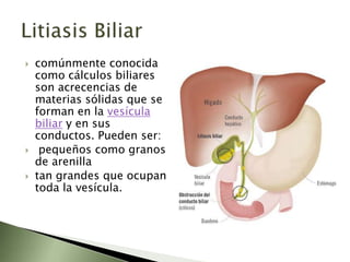 Fisiopatología de la colestasisAlteracionesPerfusión sanguíneaSinusoidalesAntiarritmicos, cocaína, glucósidos cardiacos.Fibrosis cirróticaObtura fenestraciones del endotelio sinusoidal, este fenómeno dificulta el intercambio trascapilar de solutos, reduce capacidad metabólica y excretora de los hepatocitos.Reducen perfusión hepática por aumento de la resistencia en la vena porta.