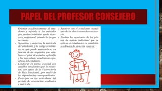 PAPEL DEL PROFESOR CONSEJERO
 