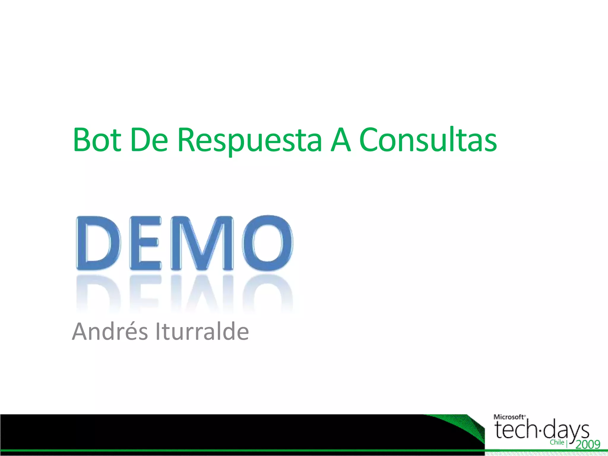 UnifiedCommunicationsManaged API 2.0 Core SDK (UCMA)SDK de código manejadoProvee acceso y control a:Mensajería instantáneaTelefoníaConferencias de audio/videoPresenciaSoporta el desarrollo de aplicaciones de middle-tier enfocándose en Office Communicator y Office Communications Server 2007 R2