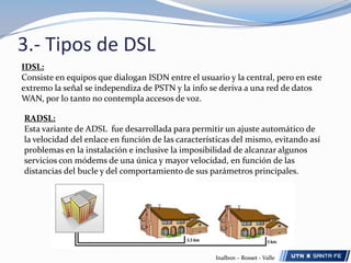 2.3.- Factores Limitantes - CrosstalkNEXT: es la interferencia que aparece en pares adyacentes ubicados en el mismo extremo que la fuente de interferencia. Su nivel es substancialmente independiente de las longitud del cable.FEXT: es la interferencia que aparece en otros pares y en el extremo opuesto a la fuente de interferencia. Su nivel es atenuado por la distancia de viaje y en igual medida que la atenuación de la señal misma si ambos viajan la misma distancia.NEXT afecta los sistemas que transmiten en ambas direcciones a la vez y cuando ocurre su efecto es dominante sobre el FEXT.NEXT es el más fuerte, pero también más fácilmente evitable de los dos efectos de la interferencia.  Esto se puede evitar por el uso de los esquemas  dúplex que no envían ni reciben en el mismo extremo de la línea en el mismo tiempo y en la misma banda de frecuencia (FDM o TDM).Inalbon – Rosset - Valle