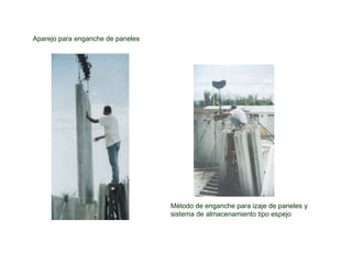 Aparejo para enganche de paneles
Método de enganche para izaje de paneles y
sistema de almacenamiento tipo espejo
 