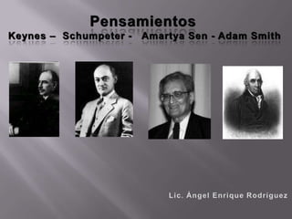 Pensamientos Keynes –  Schumpeter -   AmartyaSen - Adam Smith Lic. Ángel Enrique Rodríguez 