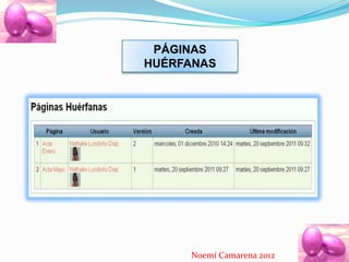 PÁGINAS
HUÉRFANAS




     Noemí Camarena 2012
 