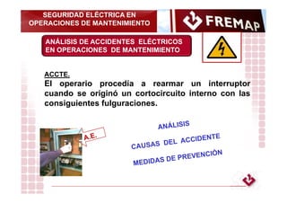 SEGURIDAD ELÉCTRICA EN
OPERACIONES DE MANTENIMIENTO

FREMAP

ANÁLISIS DE ACCIDENTES ELÉCTRICOS
EN OPERACIONES DE MANTENIMI...