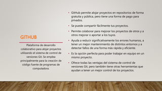 GITHUB control de versiones, para el manejo de repositorios versionados ...