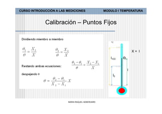 CURSO INTRODUCCIÓN A LAS MEDICIONES               MODULO I TEMPERATURA



             Calibración – Puntos Fijos



                                                                X= l




                         MARIA RAQUEL AEBERHARD
 