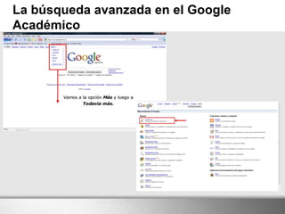La búsqueda avanzada en el Google
Académico
 