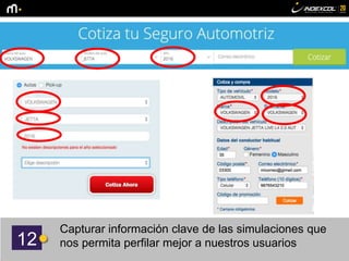 12
Capturar información clave de las simulaciones que
nos permita perfilar mejor a nuestros usuarios
 