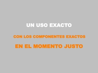 UN USO EXACTO

CON LOS COMPONENTES EXACTOS

EN EL MOMENTO JUSTO
 