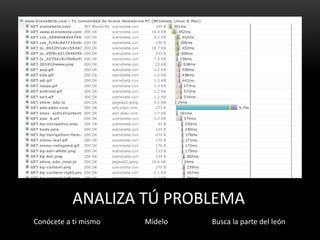 ANALIZA TÚ PROBLEMA
Conócete a ti mismo   Mídelo   Busca la parte del león
 