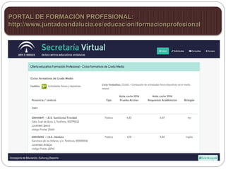 PORTAL DE FORMACIÓN PROFESIONAL:
http://www.juntadeandalucia.es/educacion/formacionprofesional
 