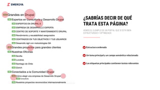 Estructura ordenada
Un tema principal y un campo semántico relacionado
Las etiquetas principales contienen textos relevantes
25
¿SABRÍAS DECIR DE QUÉ
TRATA ESTA PÁGINA?
VEMOS EL EJEMPLO DE UN PORTAL QUE SÍ ESTÁ BIEN
ESTRUCTURADO Y OPTIMIZADO
 