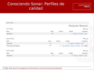 © 2014. Área de las Tecnologías de la Información y las Comunicaciones Aplicadas.
Conociendo Sonar: Perfiles de
calidad
 