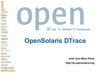 [object Object],[object Object],USE IMPROVE EVANGELIZE OpenSolaris DTrace 