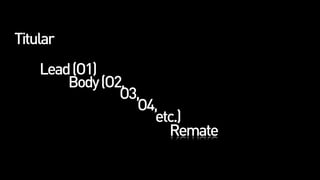 Titular
    Lead (O1)
        Body (O2,
                O3,
                  O4,
                    etc.)
                      Remate
 