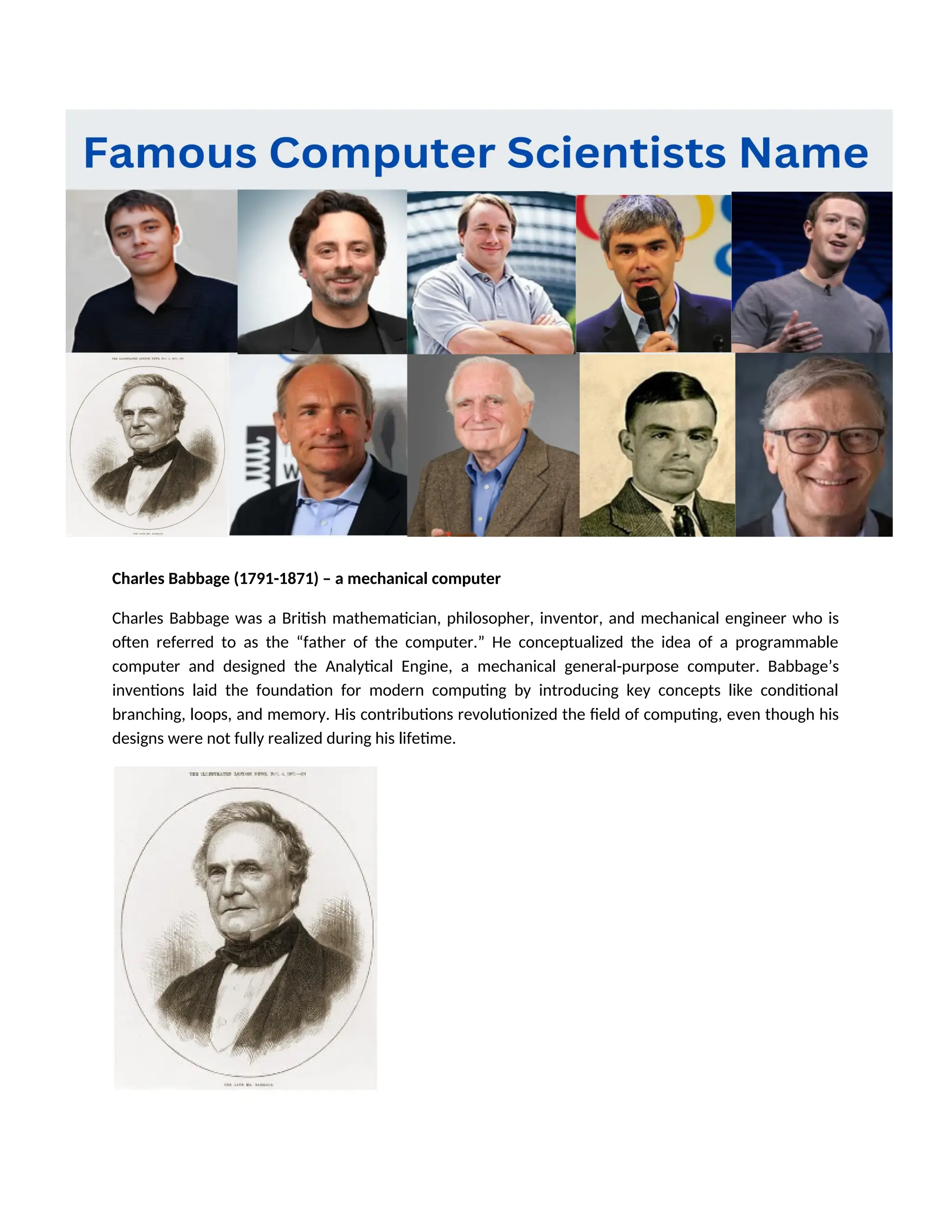 World Famous Computer Scientist Name and Their Inventions | DOCX