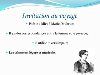 Lesfleursdu mal                            “…Celivre a un commencementet une fin…”On peut distinguer sixparties:Spleen etidéal: dualitéentreenferetparadis, aspirationversidéalet misère;Tableauxparisiens: presente l’oppositionentre le bienet le mal;Le vin: paradisartificieletsolutionau Spleen;LesFleursdu mal: témoigne d’autresévasionspossibles, l’abandonau mal;La révolte: revoltecontreDieuetéloge de SatanLa mort: seullieuxoù l’hommepeuttrouver la paixet sortir de la conditionmiserable
