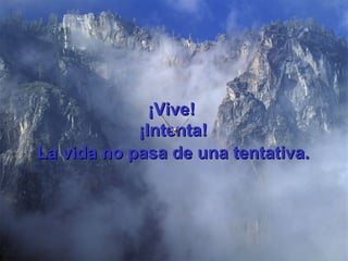¡Vive!  ¡Intenta!   La vida no pasa de una tentativa.   