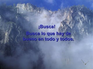 ¡Busca! Busca lo que hay de bueno en todo y todos. 