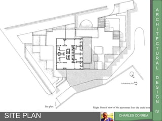 A
R
C
H
I
T
E
C
T
U
R
A
L
D
E
S
I
G
N
IV
CHARLES CORREASITE PLAN
 