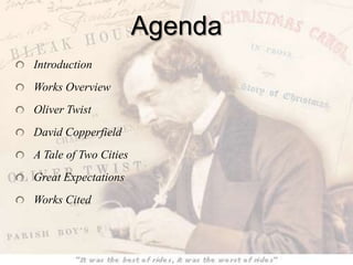 AgendaIntroductionWorks OverviewOliver TwistDavid CopperfieldA Tale of Two CitiesGreat ExpectationsWorks Cited