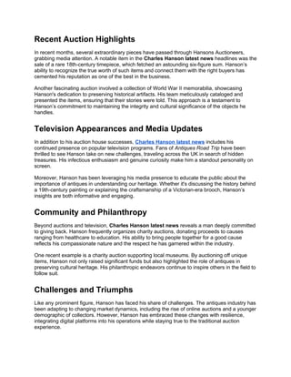 Charles Hanson Latest News: What's Making Headlines in the Antiques