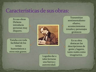 Transmitían
   En sus obras
                                       sentimentalismo
   Dickens
                            ...