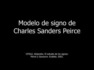 Modelo de signo de
Charles Sanders Peirce
VITALE, Alejandra. El estudio de los signos:
Peirce y Saussure. Eudeba. 2002.
 