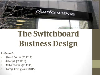 The Switchboard
            Business Design
By Group 5:
• Cheryl Correa (F11014)
• Gitanjali (F11018)
• Neha Thomas (F11035)
• Ramya Chittigala (F11045)
 