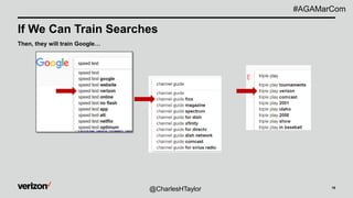 18
If We Can Train Searches
Then, they will train Google…
@CharlesHTaylor
#AGAMarCom
 