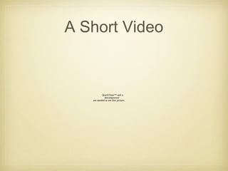 A Short Video
QuickTime™ and a
decompressor
are needed to see this picture.
 