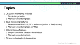 Demonstrating Monitoring Solutions for CF and Lucee | PDF