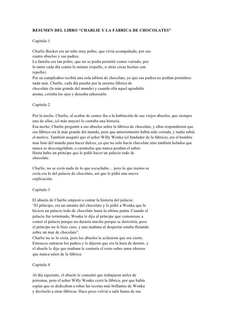 Charlie Y La Fàbrica De Chocolates Resumen
