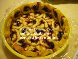 Foderare lo stampo con
pellicola adagiare le
girelle sul fondo e sui lati
 