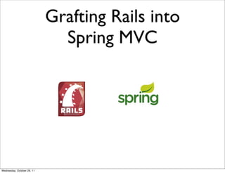 Grafting Rails into
                              Spring MVC




Wednesday, October 26, 11
 